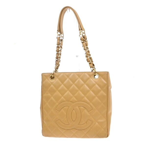 CHANEL Matelasse PST Chain Shoulder Bag Grained Calfskin Leather Beige 660RF468 - Picture 1 of 16